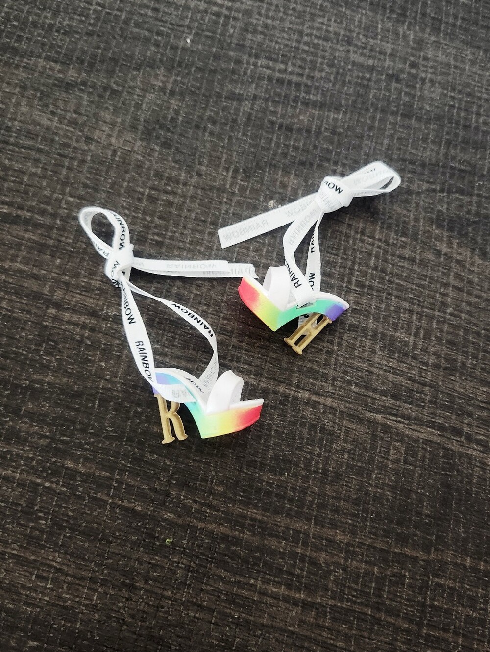 📌 SOLD. Rainbow High Platform Heel Sandals with Ankle Ribbon